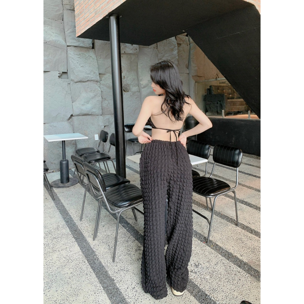Set Bikini đi biển quần dài ống rộng hách chân RIVIO chất thun lạnh cao cấp co giãn 4 chiều đàn hồi tốt thoải mái