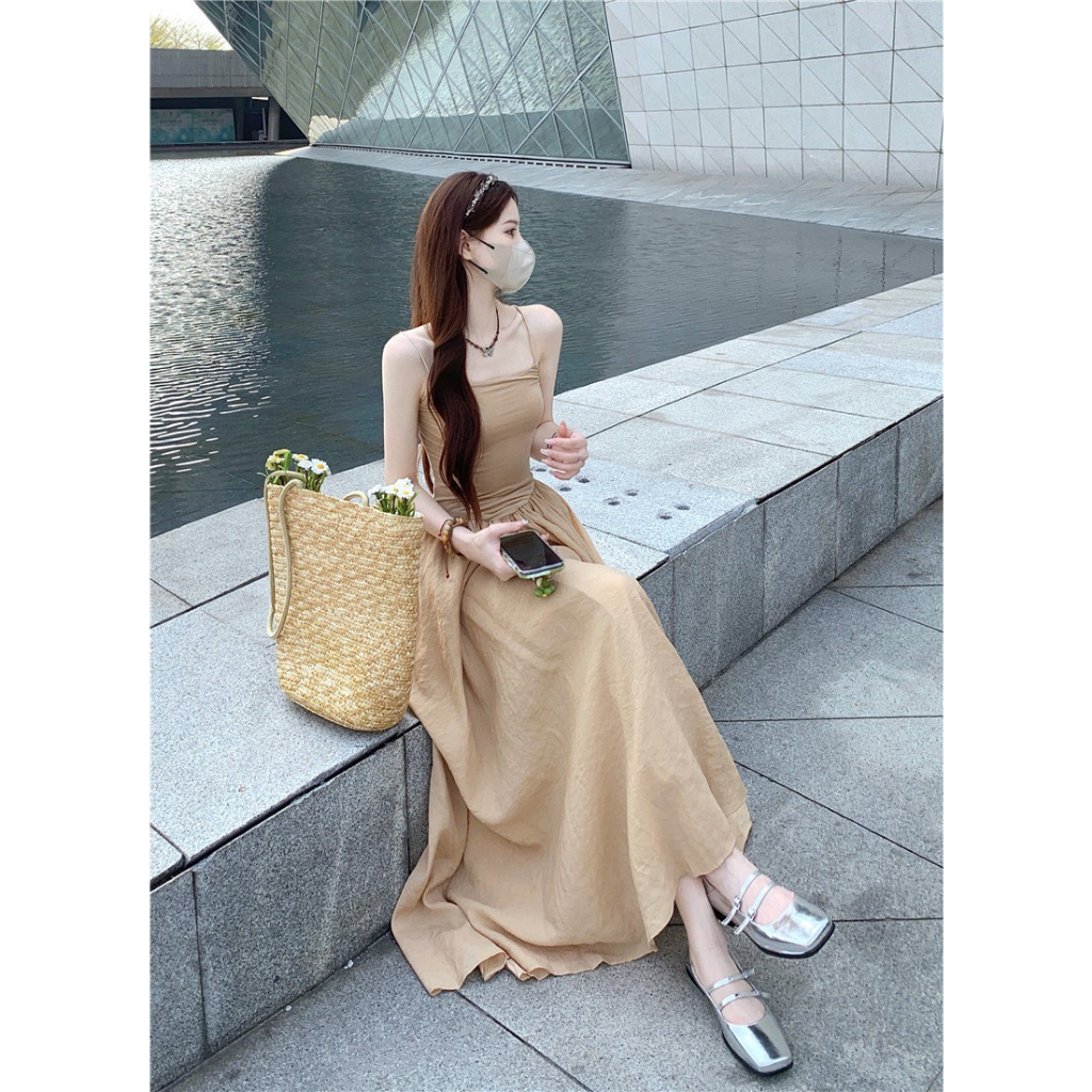 Váy hai dây body dáng dài chất thun co dãn, đầm maxi dành cho nữ phong cách cá tính và năng động