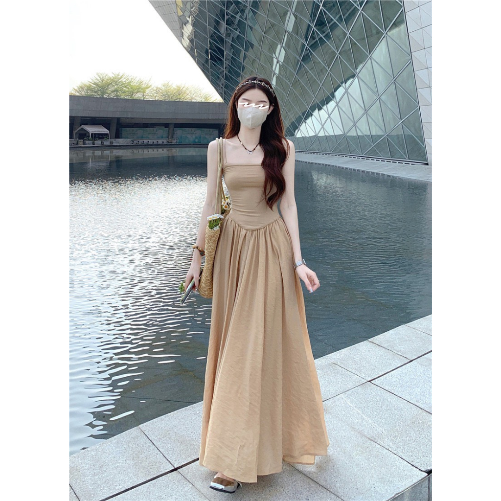 Váy hai dây body dáng dài chất thun co dãn, đầm maxi dành cho nữ phong cách cá tính và năng động