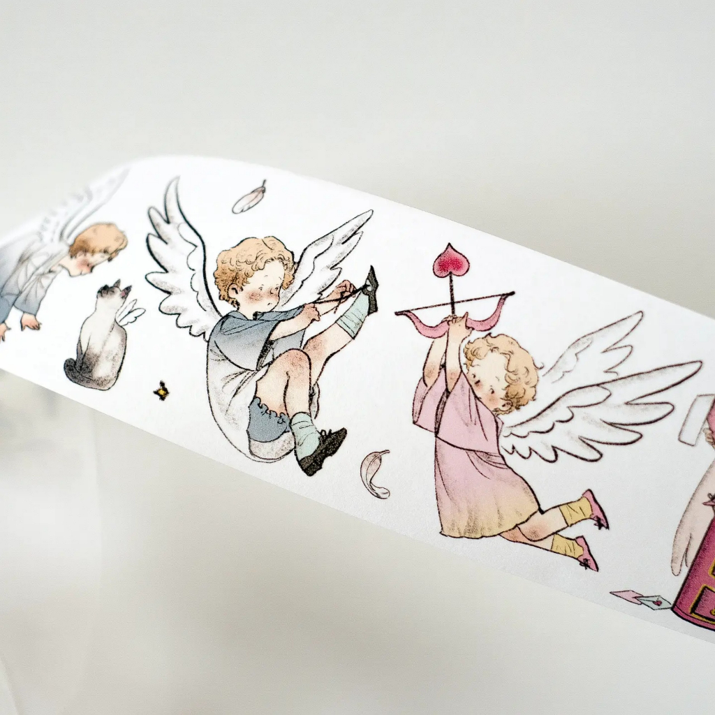Băng dán Washi tape thần tình yêu Cupid in love chiết chu kì 65cm BCJ | meohime198
