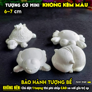 Tượng tô màu, RÙA ĐÈO ẾCH, CUA, MÈO, size M, thạch cao trắng (Không kèm màu), luyện vẽ, decor