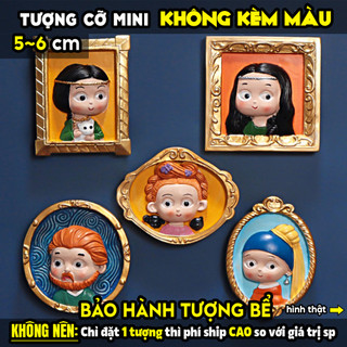 Tượng tô 2D Không kèm màu, TRANH PHÙ ĐIÊU 5 KIỂU, size S, thạch cao trắng (Không kèm màu), decor