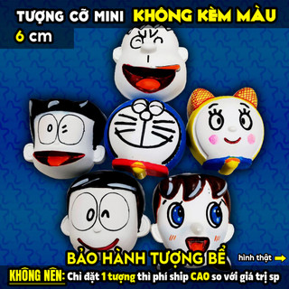 Tô Tượng BỘ 6 NHÂN VẬT HOẠT HÌNH DOREMON, size M, thạch cao trắng (Không kèm màu), luyện vẽ, decor