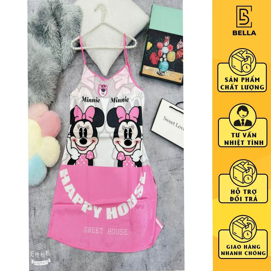 ĐẦM Bella.boutique0202 2 DÂY LỤA XƯỚC CAO CẤP, IN HÌNH FULL TRƯỚC SAU