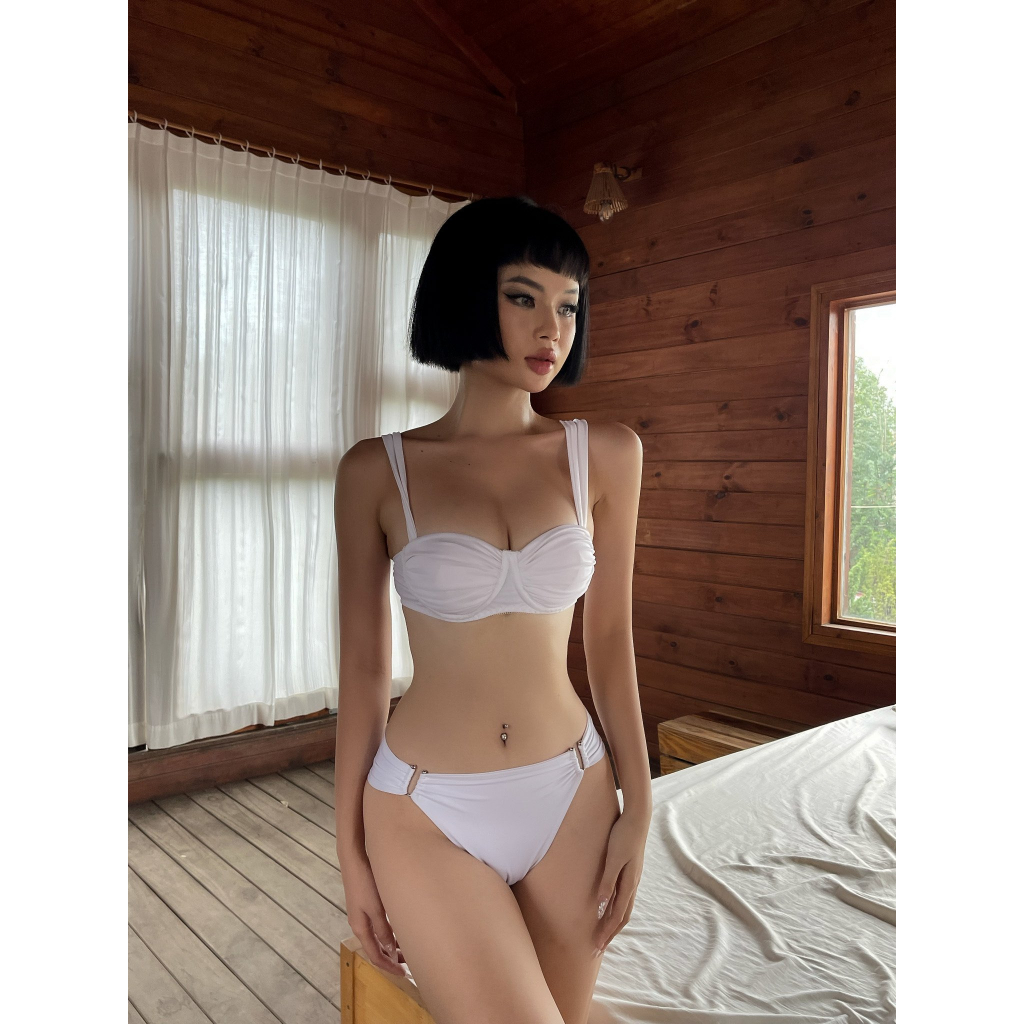 Azura | Bikini 2 Mảnh Đồ Bơi Hai Mảnh Có Mút Nâng Ngực Co Giãn Màu Trắng Đen Sexy Thiết Kế La Perbra