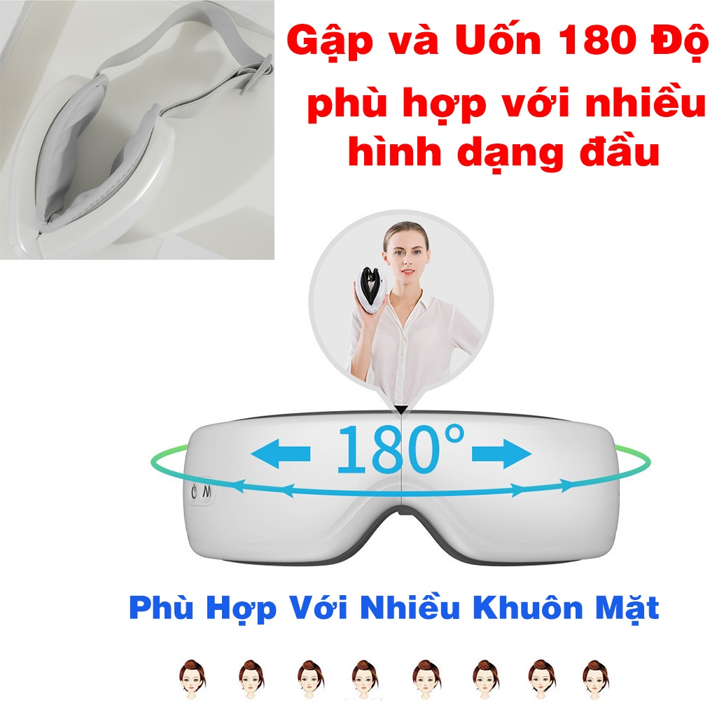 Máy massage mắt thông minh ED-1108, HY-O5 Cao cấp,Công Nghệ Áp Suất Túi Khí Kèm Nhiệt, Ấn Huyệt, Mát Xa Mắt