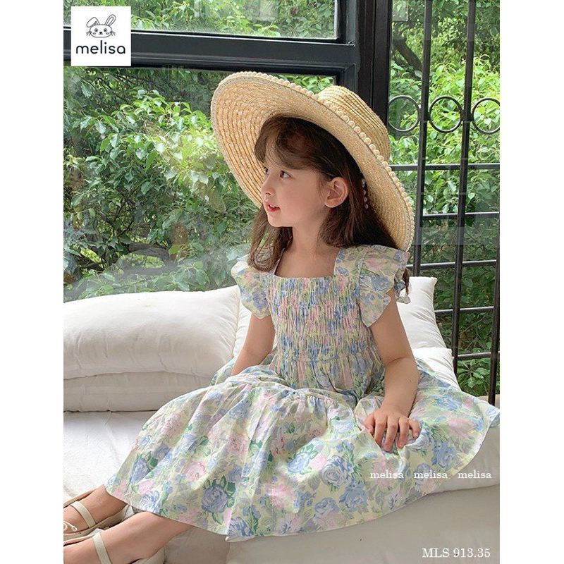 Váy xoè ba tầng Melisa tay cánh tiên xinh xắn cho bé