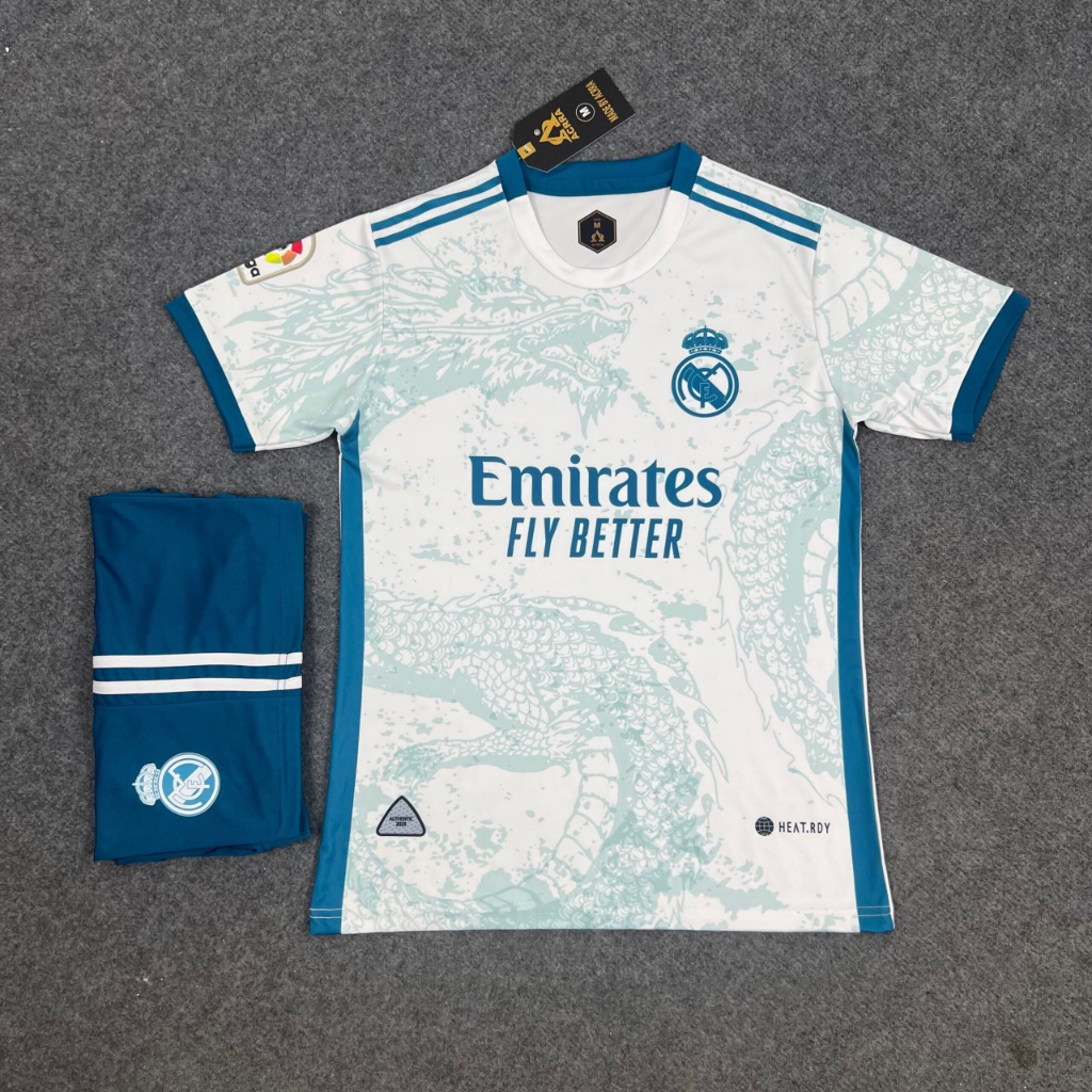 [ in lẻ , đội ] Bộ Quần Áo Thể Thao Bóng Đá Nam Nữ Real Madrid Thun thái logo in thoáng mát