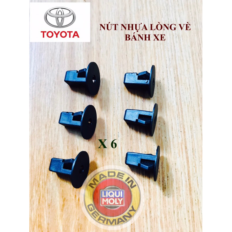 Bộ 6 nút nhựa gắn chắn bùn lòng vè bánh xe ô tô Toyota