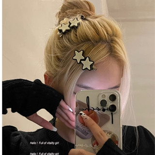 ⚡Kẹp Tóc Ngôi Sao Năm Cánh Màu Trắng Đen Phong Cách Hàn Quốc Dễ Thương Cho Nữ