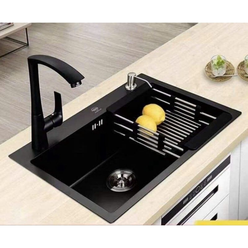 Chậu rửa chén inox đen 1 hộc KT 60x45x23cm