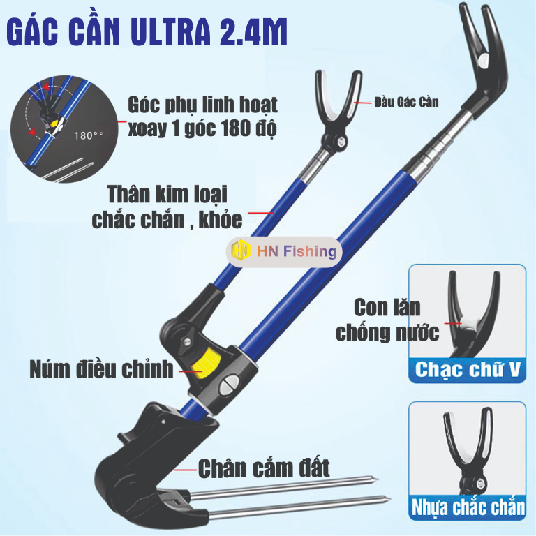 Chống cần Ultra Light. Gác cần câu đơn đài cao cấp. Bản nâng cấp 2023 siêu khoẻ. Đồ Câu Hoàng Nam