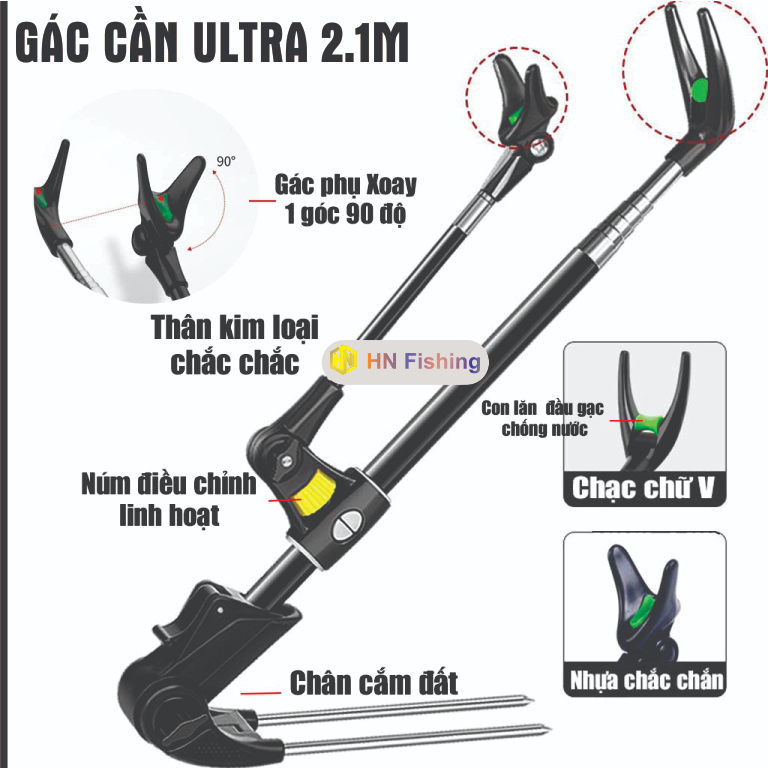 Chống cần Ultra Light. Gác cần câu đơn đài cao cấp. Bản nâng cấp 2023 siêu khoẻ. Đồ Câu Hoàng Nam