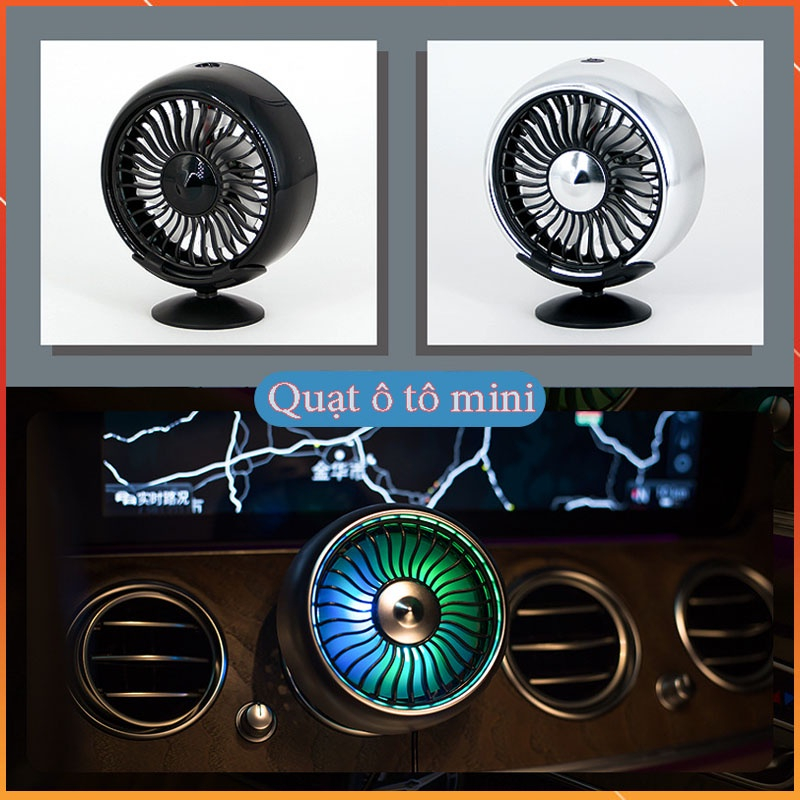 Quạt ô tô mini để xe .Gắn cửa gió điều hòa, kết hợp đèn led. Giúp xe hơi tiết kiệm nhiên liệu hơn khi thời tiết nóng