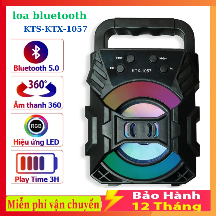 Loa bluetooth KTS-1057 / KTX-1057 mini cầm tay nhỏ gọn âm thanh siêu hay đèn led nhấp nháy Hỗ trợ cắm thẻ nhớ, USB