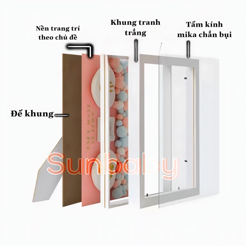 Bộ khung tranh in dấu chân tay cho bé, an toàn tuyệt đối, khung in dấu lưu giữ khoảnh khắc bé