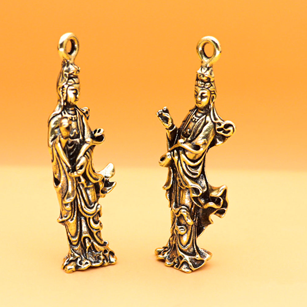 Móc khóa bằng đồng hình mẹ quan âm kích thước 42 x 15mm nặng 9g - Sản phẩm trang trí may mắn cho móc chìa khóa bền đẹp