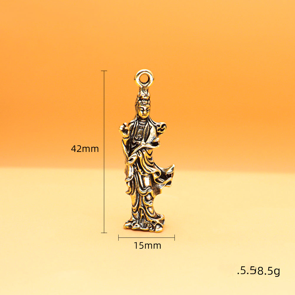Móc khóa bằng đồng hình mẹ quan âm kích thước 42 x 15mm nặng 9g - Sản phẩm trang trí may mắn cho móc chìa khóa bền đẹp