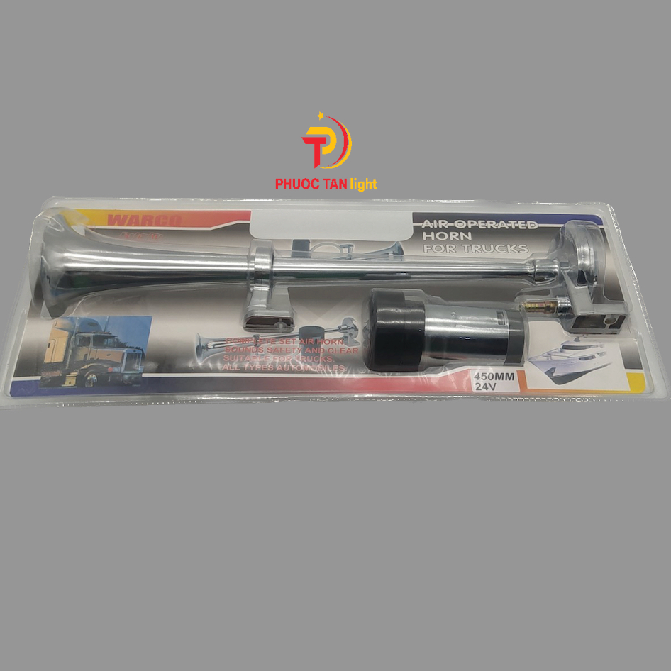 Kèn Xi Inox 12V/24V Dài , Có Motuơ Tạo Hơi