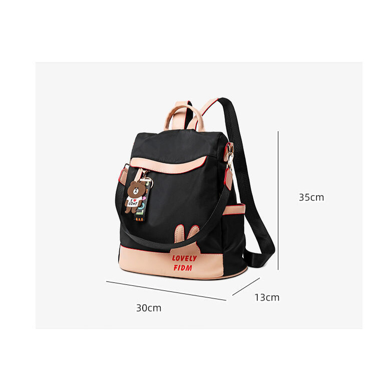 Balo Vải Oxford Tặng Kèm Móc Gấu Phong Cách Hàn Quốc Dành Cho Nữ #B612