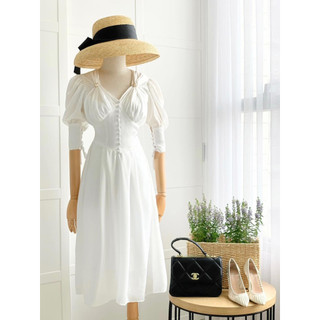 Đầm bigsize cổ V dúng thiết kế tay rút dây sang trọng ( Thời trang Vicky G - Anitagreen ) HN0623