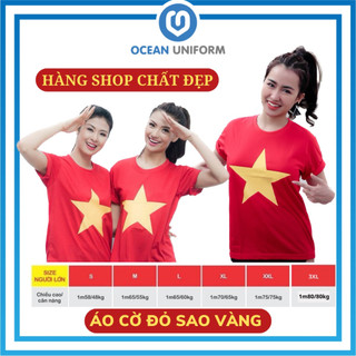 Áo cờ đỏ sao vàng,áo thun cờ đỏ sao vàng nam nữ sao đặc hàng shop, chất liệu cotton hàng đẹp Ocean Uniform