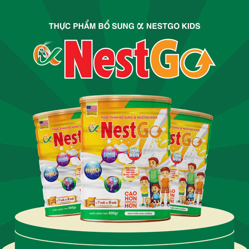 Sữa non nest go, thực phẩm bổ sung Alpha Nest Go Kids cho trẻ từ 1 đến 6 tuổi, 800gr