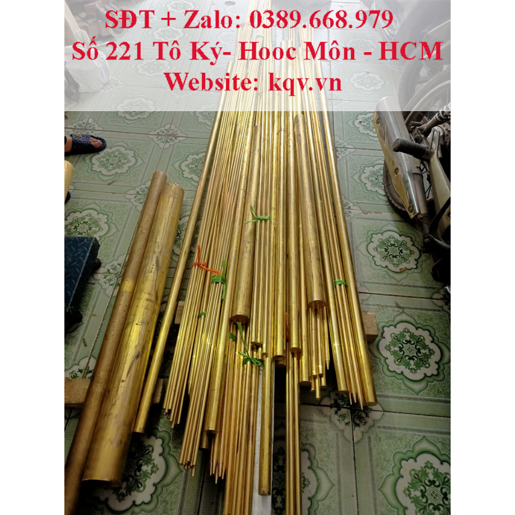 Đồng vàng tròn đặc phi 16 dài 1m