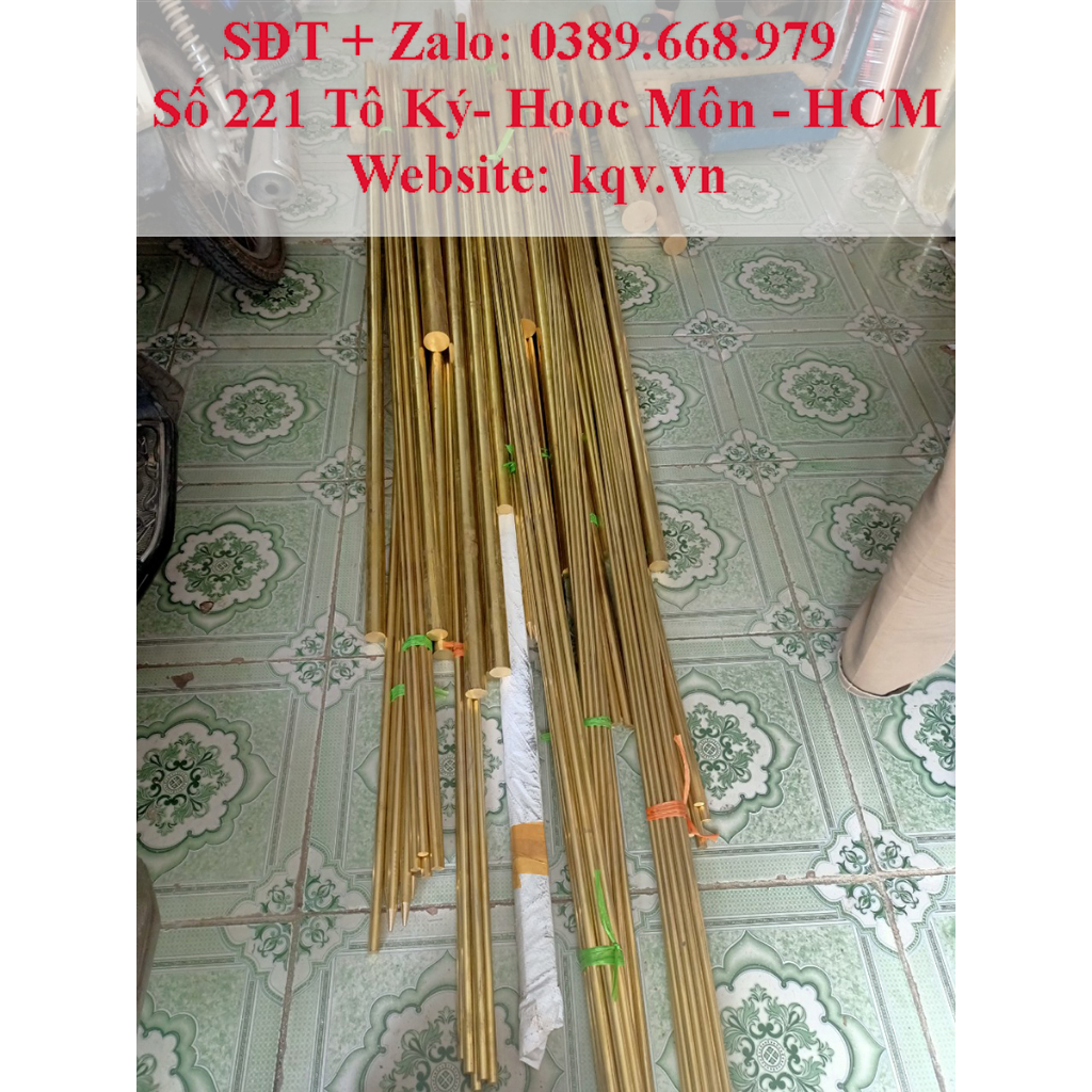 Đồng vàng tròn đặc phi 16 dài 1m