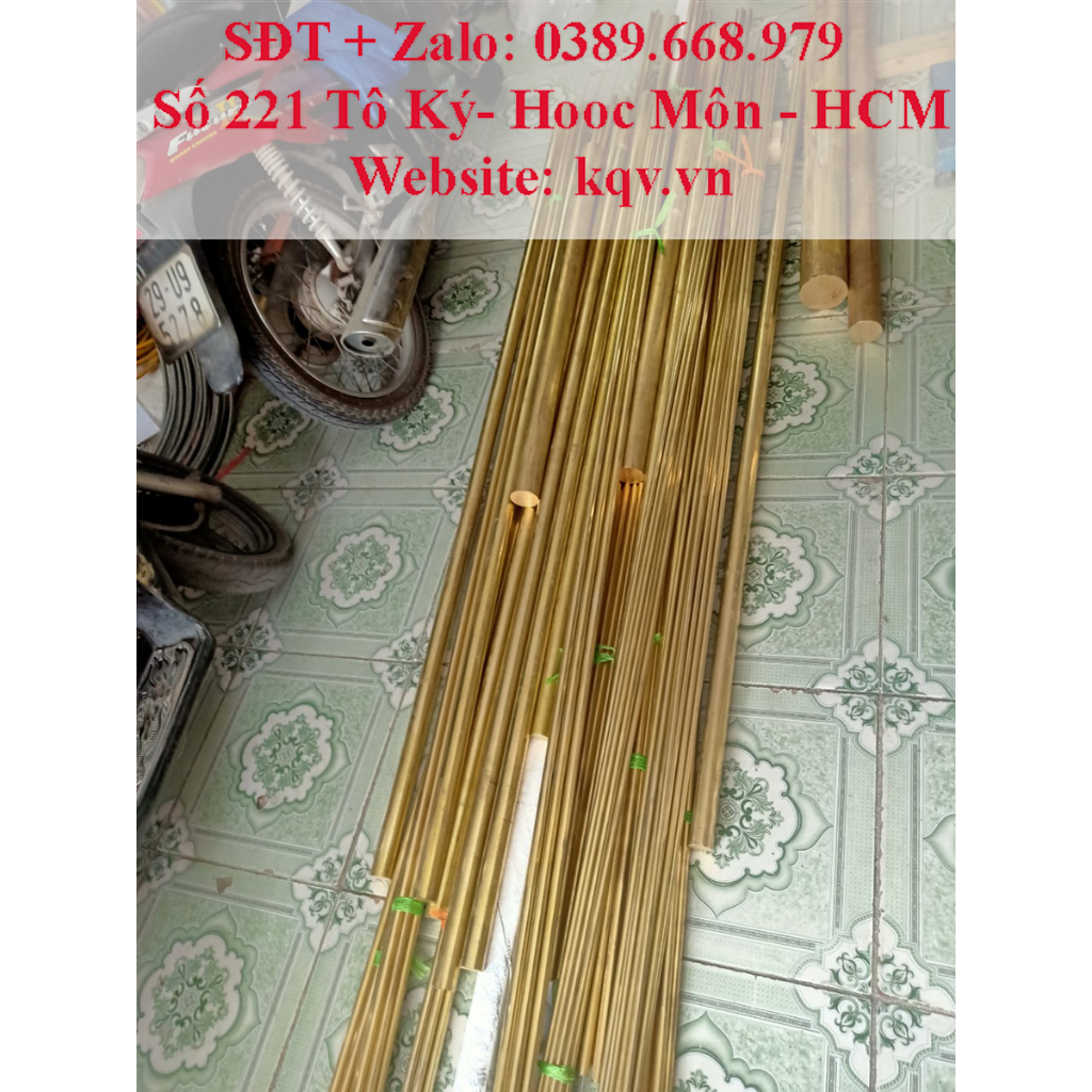 Đồng vàng tròn đặc phi 16 dài 1m