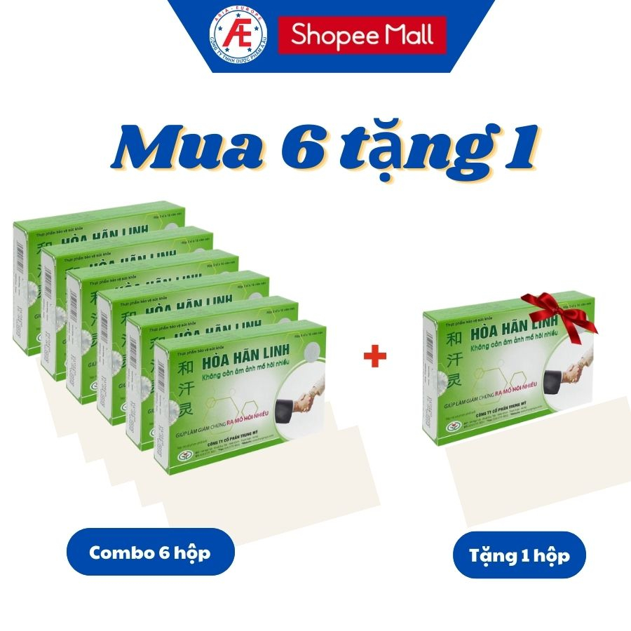 Combo 6 hộp Hòa Hãn Linh tặng 1 hộp giúp giảm chứng ra nhiều mồ hôi, giảm tình trạng hồi hộp, lo âu, mệt mỏi