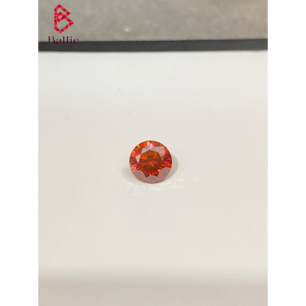 Kim cương nhân tạo Moissanite màu đỏ 5ly -6ly5 10ly - 58 giác cắt - có giấy kiểm định GRA - Test bút lên kim