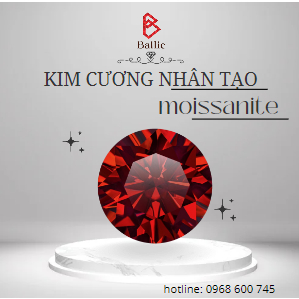 Kim cương nhân tạo Moissanite màu đỏ 5ly -6ly5 10ly - 58 giác cắt - có giấy kiểm định GRA - Test bút lên kim