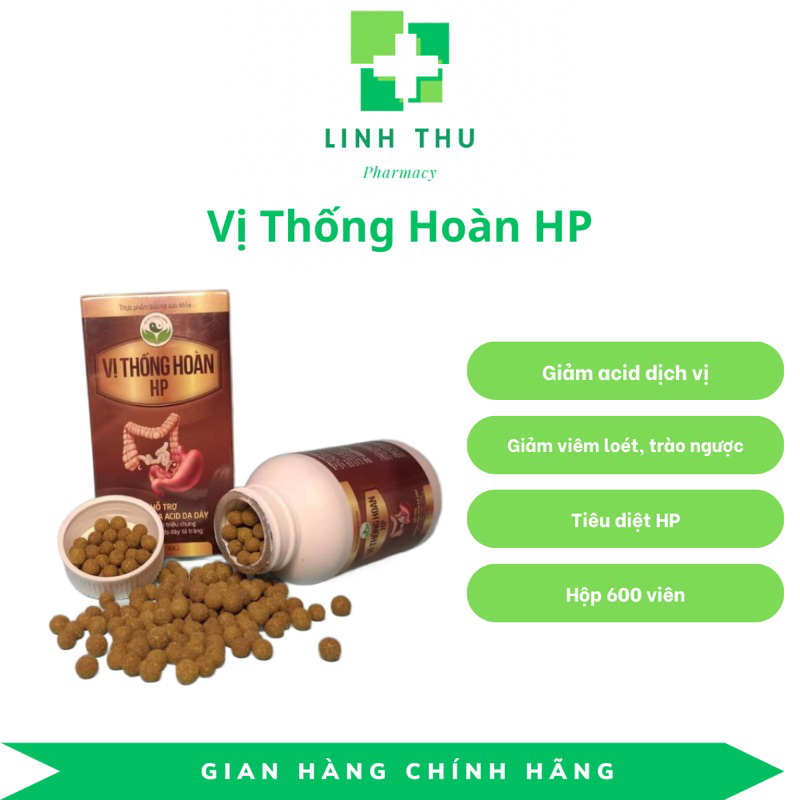VỊ THỐNG HOÀN HP- hỗ trợ giảm acid dịch vị , viêm loét dạ dày tá tràng, HP , đại tràng
