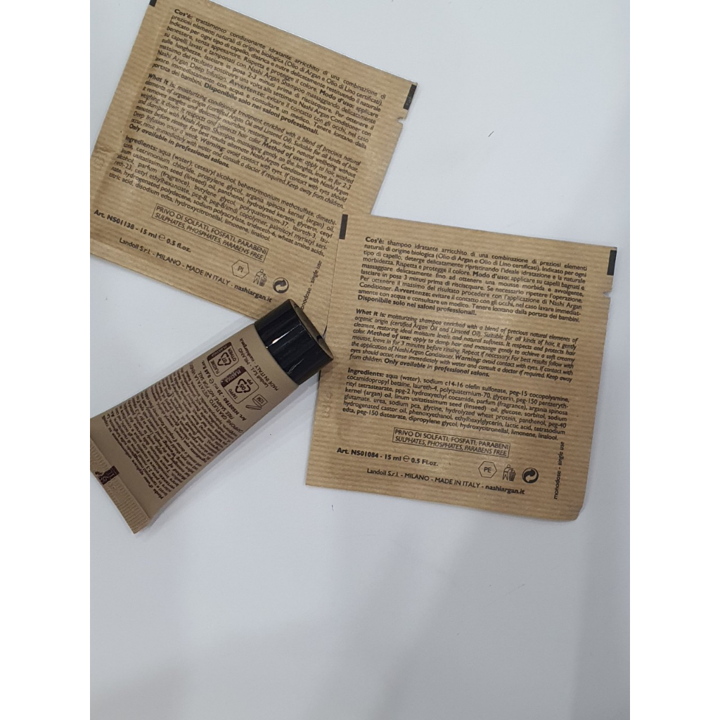 Bộ dầu gội xả và tinh dầu chăm sóc tóc Nashi Argan Travel Kit 30ml- 10ml Hàng chính hãng