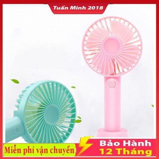 Quạt mini cầm tay tích điện 3 tốc độ + pin + cáp sạc + đế quạt -n9