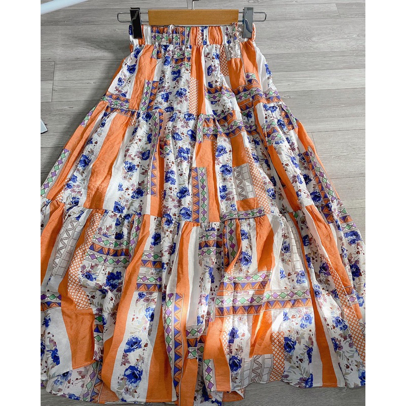 Set áo trắng kèm chân váy Xô Nhật dáng dài , Chân váy xô đũi Nhật hàng 2hand tuyển