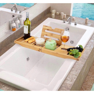 kệ gác bồn tắm -  Giá đỡ bồn tắm - kệ để điện thoại, rượu vang, sách báo - tùy chỉnh kích thước, 100%từ tre tự nhiên