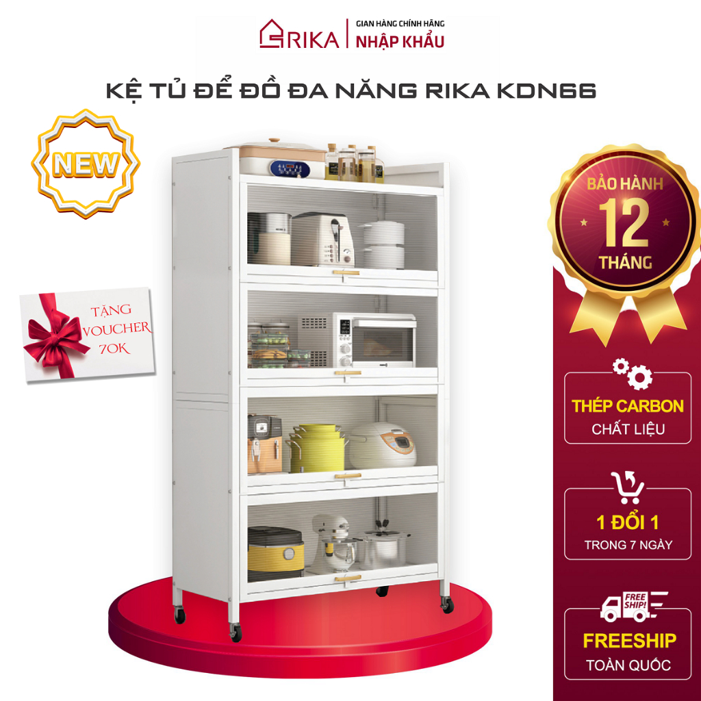 Kệ Nhà Bếp, Kệ Đa Năng RIKA KDN66 Có Ngăn Tủ Để Đồ Gia Dụng Và Các Dụng Cụ Trong Bếp Hàng Nhập Khẩu Chính Hãng