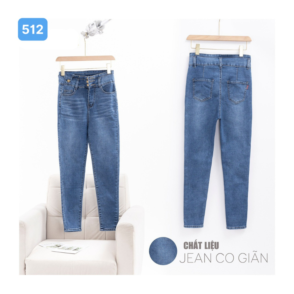 Quần bò nữ màu xanh lưng cao ôm co giãn OBOKFASHION dễ phối đồ nữ tính thời trang cao cấp hàn quốc JN512