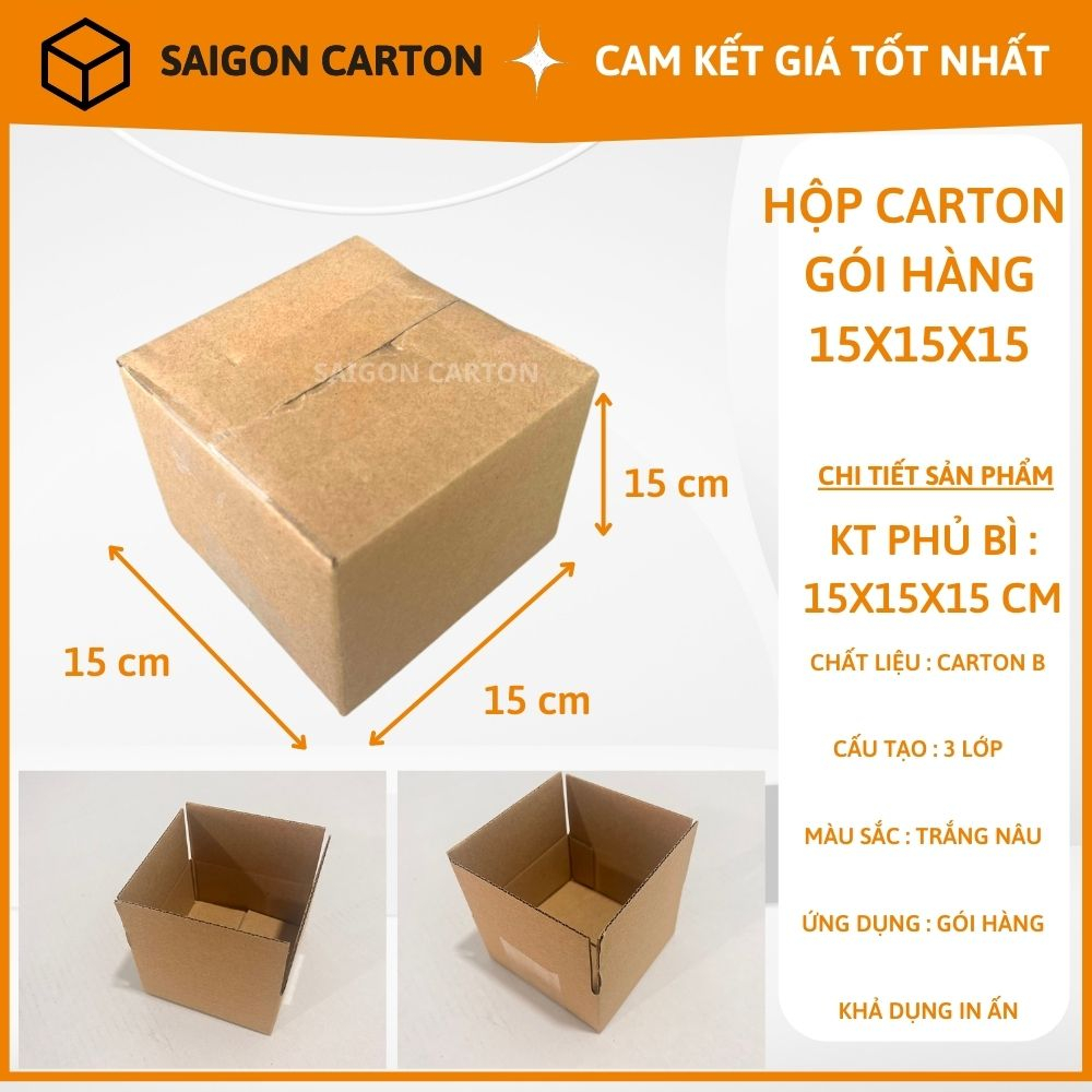 Hộp carton đóng gói hàng cho shop online size 15X15X15 cm - Mua 40 tặng 10 -  sản xuất bởi SÀI GÒN CARTON