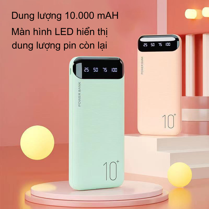 Sạc dự phòng WP-106 tích hợp màn hình Led Dung Lượng 10000MAH-20000MAH thiết kế nhỏ gọn,vẻ ngoài bắt mắt, chế độ sạc kép