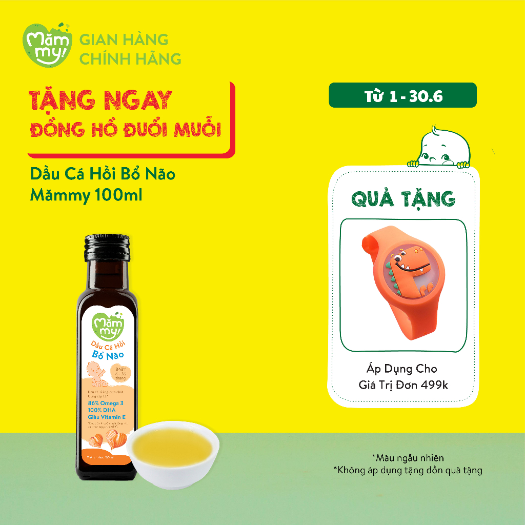 Dầu ăn dặm cá hồi bổ não Mămmy giàu DHA, Omega3 cho bé ăn dặm từ 6 tháng chai 100ml
