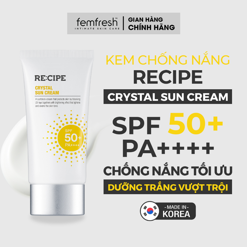 Kem chống nắng dưỡng trắng nâng tone RECIPE Crystal Sun Cream SPF50+ PA++++ 50ml