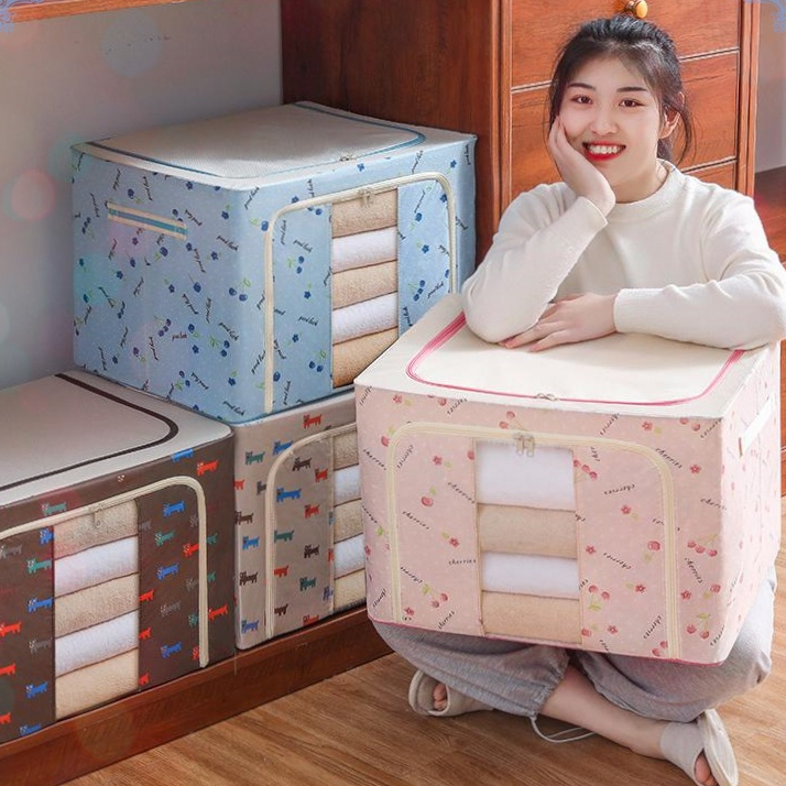 Hộp Vải Đựng Quần Áo Vải Khung thép thùng đựng quần áo đồ lót đồ chơi hộp đa năng Kích Thước Lớn 80L 88306 Shop Buôn 88