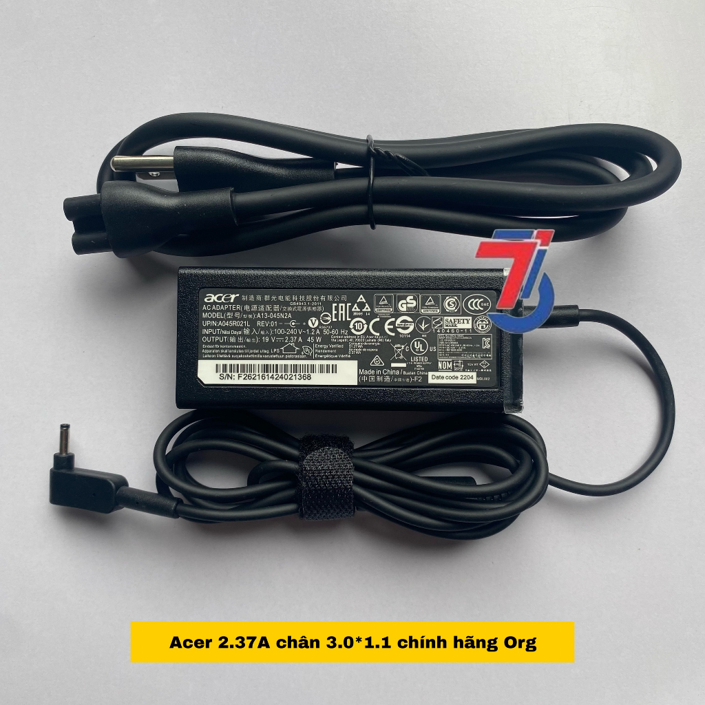 Sạc Máy Tính Laptop3T ACER 19V-2.37A ; 19V-3.42A  Chân Cắm 3.0*1.1MM Loại Tốt Bảo Hành 12 Tháng