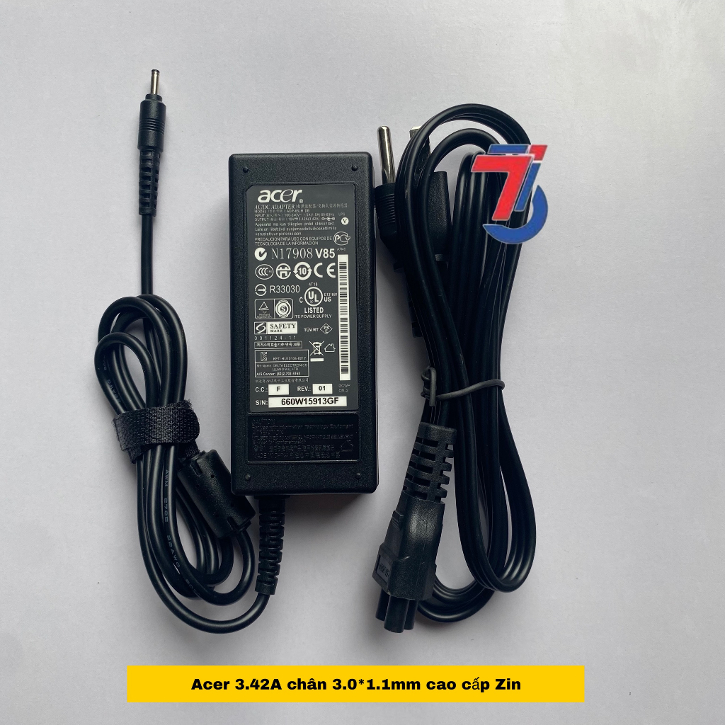Sạc Máy Tính Laptop3T ACER 19V-2.37A ; 19V-3.42A  Chân Cắm 3.0*1.1MM Loại Tốt Bảo Hành 12 Tháng