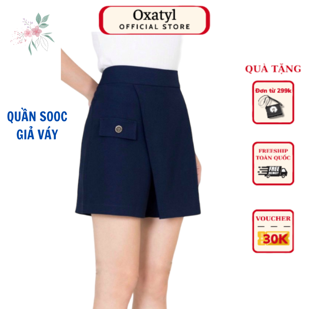 Quần sooc nữ giả váy chất liệu vải vitex dày dặn Oxatyl Q132