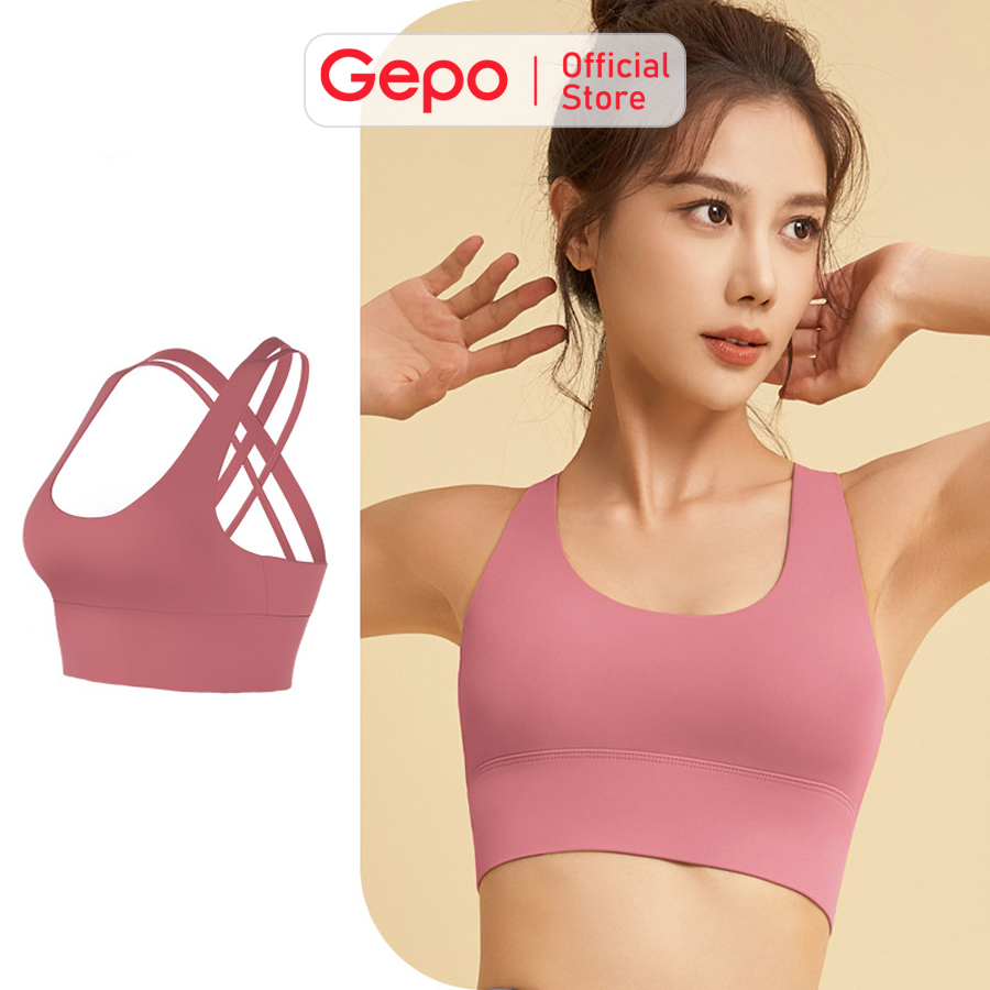 Áo bra tập gym yoga cao cấp có mút ngực chống sốc GEPO GP203 có 4 nấc điều chỉnh