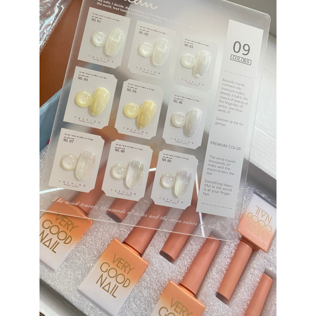 Set 9 chai sơn gel Very Good Nail sơn trắng, trắng ánh trai, trắng ngà, thạch gạo N.P Nails